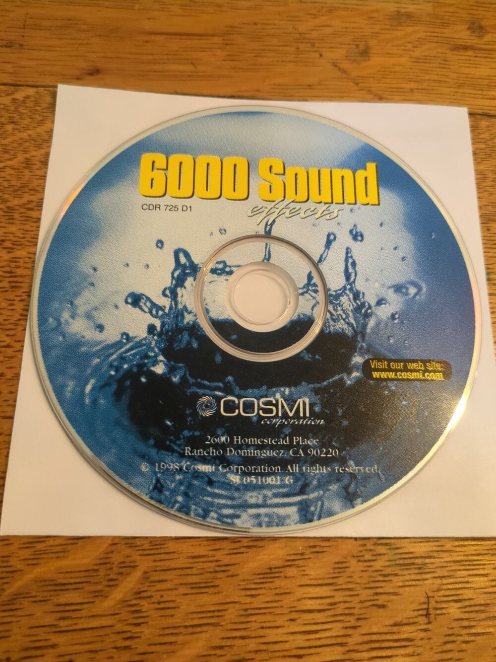Cosmi 6000 Sound Effects CD-ROM for Windows 95 98 Disc Only